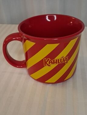 Kahlúa Red & Yellow Diagonal Stripe Ceramic Mug